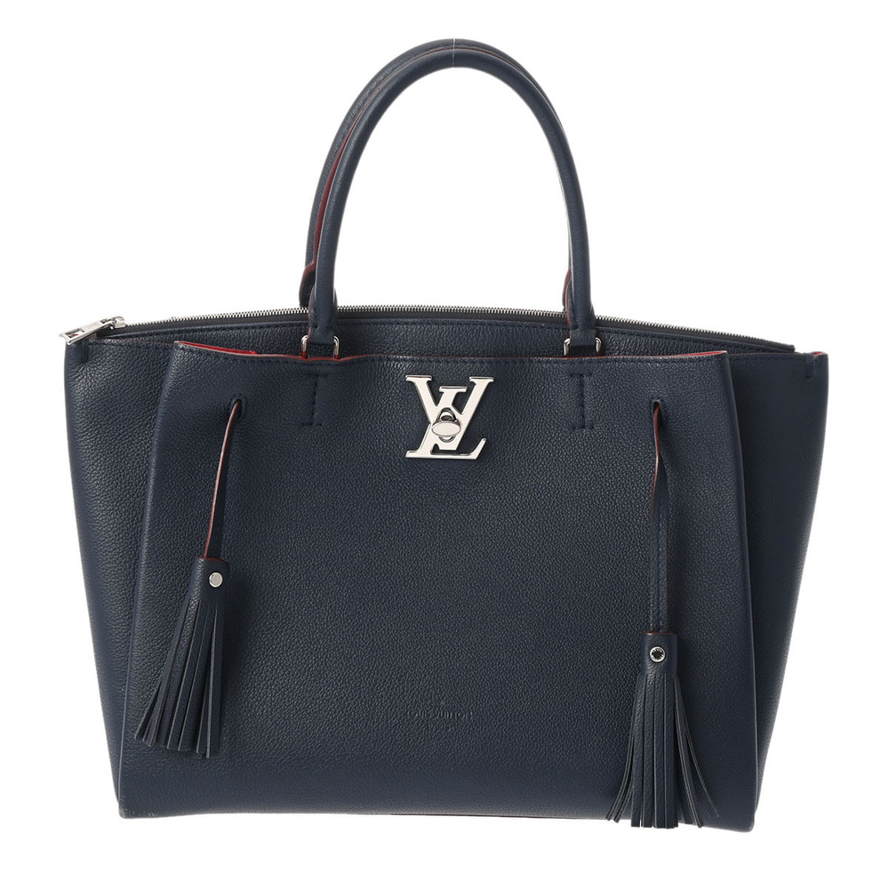 Louis Vuitton LockMe Marine Blue Rouge Taurillon Leather Handbag